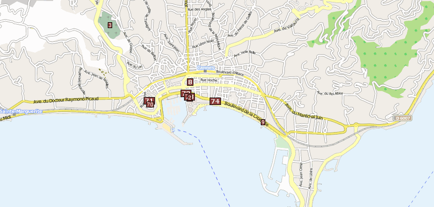Reiseführer von Cannes mit Reiseführer mit Sehenswürdigkeiten  im Stadtplan